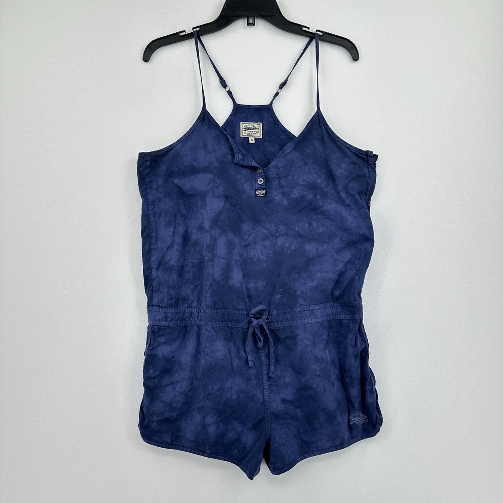 SuperdryTie Dye Romper Womens Medium Blue Shorts Summer Skate Surf Beach Cali